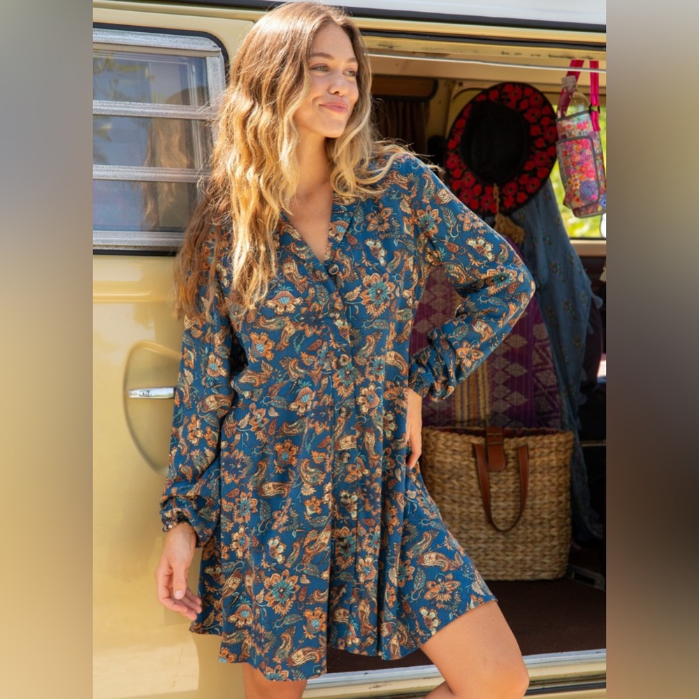 Natural Life - Ansley Woven Tunic Shirt Dress – Paisley Floral